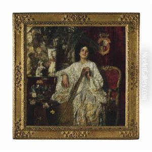 Suonatrice Di Liuto; The Lute Player by Antonio Mancini