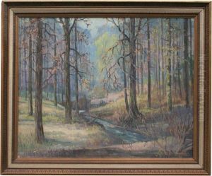 Forest Stream Landscape by Charles Johan Bergstrom