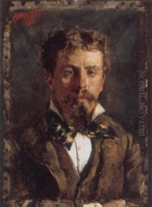 Portrait Of A Young Gentleman Wearing A White Shirt, Cravat And Brown Waistcoat And Jacket