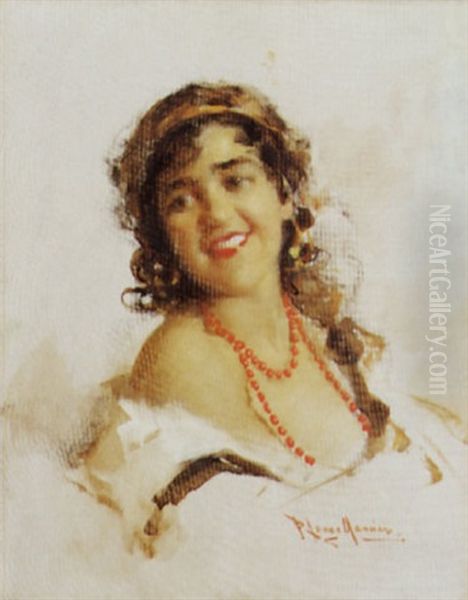 Ritratto Di Donna Con Collana Rossa - view 1