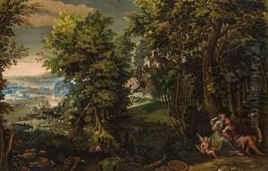 Forest Landscape With Venus And Adonis by Karel Van Mander