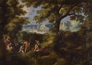 Le Bapteme Du Christ Dans Un Paysage by Karel Van Mander