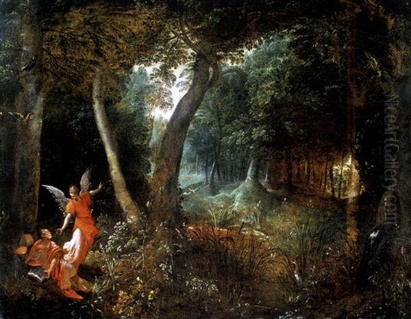 Waldlandschaft Mit Engel Und Dem Evangelisten Johannes - view 1