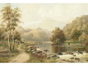 Figures On A Path In A Mountainous Landscape Figures On A Path In A Mountainous Landscape