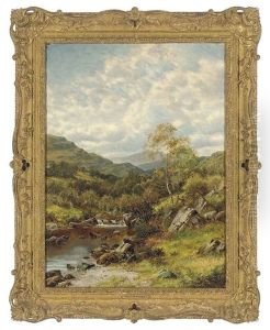 An Extensive River Landscape With A Hunter by William Henry Mander