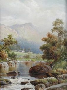 A River Landscape With Angler by William Henry Mander