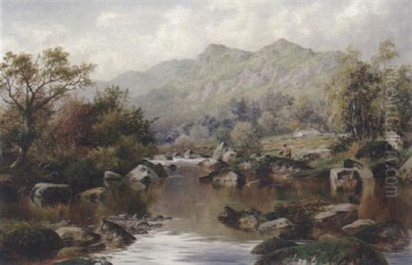 A Boy Fishing By A Pool - view 1