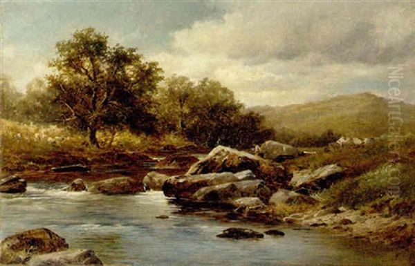An Angler On The Bank Of A Rocky River - view 1