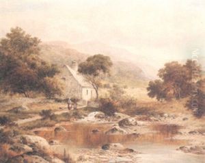 An Old Welsh Homestead And Mountain Stream Near Barmouth by William Henry Mander