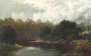 A River Landscape With Cattle Watering by William Henry Mander