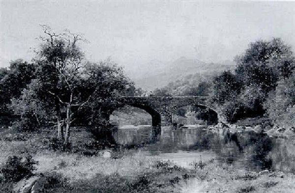 Boys Playing On A Bridge In Wooded River Landscape - view 1