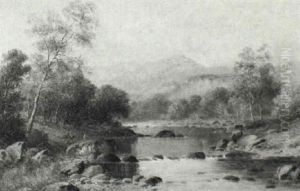 Boys Fishing In A River Valley