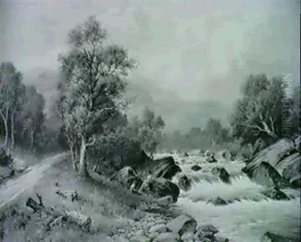 In The Lledr Valley, N. Wales A Welsh Stream, Early Autumn, Near Capel Curig - view 1