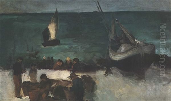 Marine A Berck: Bateaux De Peche Et Pecheurs - view 1