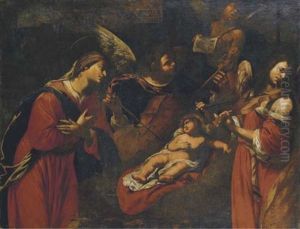 Gesu Bambino Con La Vergine, Adorato Dagli Angeli