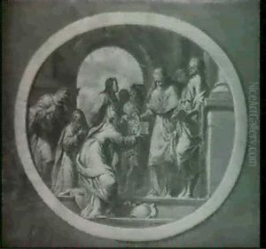Nuns Presenting A Model Of A Convent by Domenico Manetti