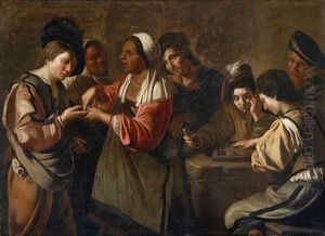 The Fortune Teller With A Group Of Players by Bartolomeo Manfredi
