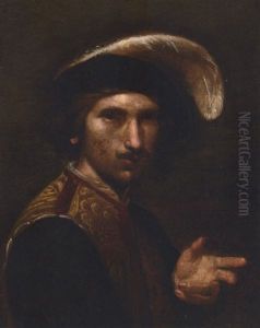 Portrait Of A Gentleman Wearing A Feathered Cap
