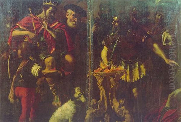 Mucius Scaevola Thrusting His Right Hand Into The Flames Before Lars Porsena - view 1