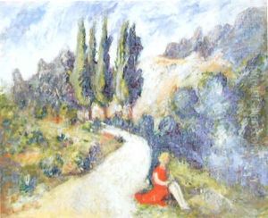 Jeune Fille Assise Pres Du Chemin by Jose (Joseph) Mange