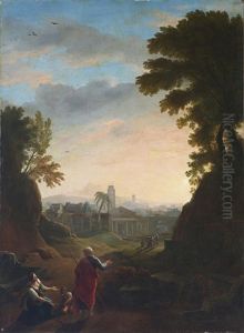 Landschaft Mit Blick Auf Die Kirche San Giorgio In Velabro by Adrien Manglard