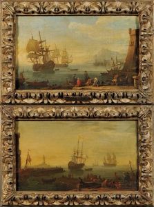 Harbor Scenes (+ Another; Pair) by Adrien Manglard