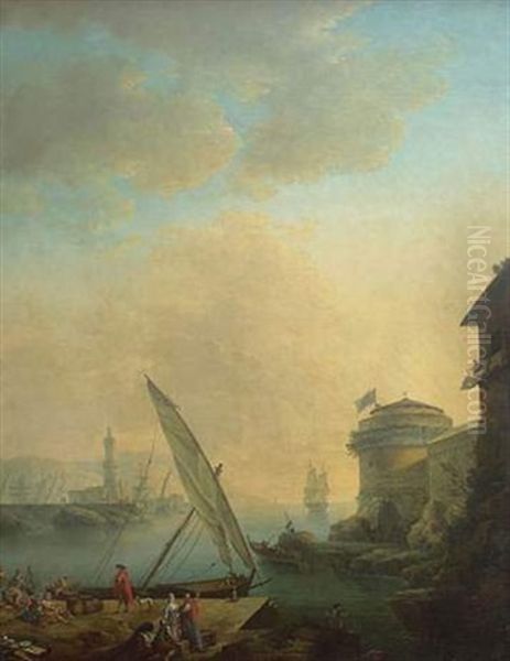 Scene De Port Mediterraneen Avec Un Marchand - view 1