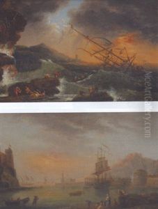 Scene De Naufrage by Adrien Manglard