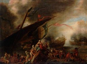 Sjoslag Med Turkiska Flottan by Adrien Manglard