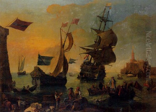 L'arrivee D'un Navire Hollandais Dans Un Port Mediterraneen - view 1