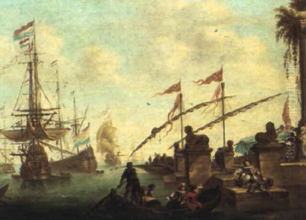 Capriccio Of A Mediterranean Harbour With Shipping - view 1