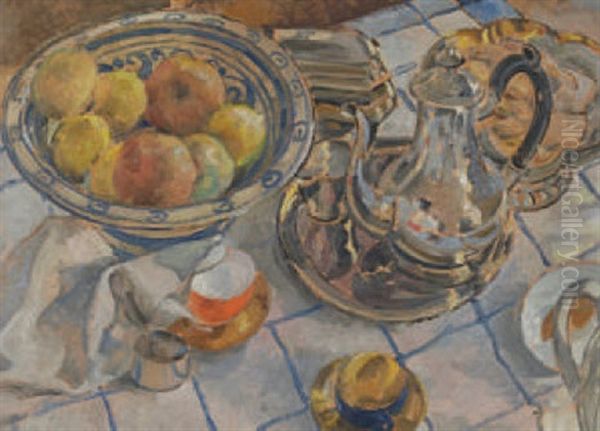 Stillleben Mit Kaffeekanne Und Fruchtschale - view 1
