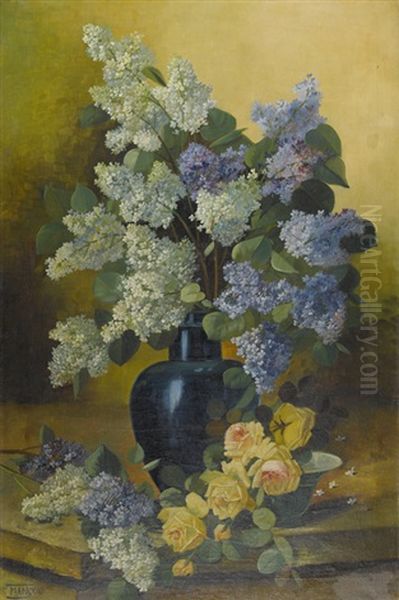 Stillleben Mit Flieder In Blauer Vase - view 1