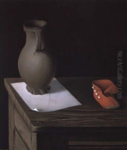 Stilleben Mit Krug, Spinnennetz Und Kinderschuh by Josef Mangold