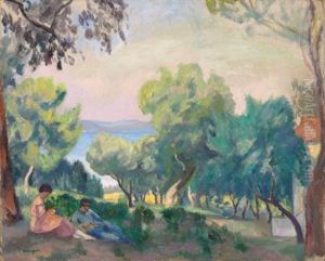 Le Repos, Jeanne Et Pierre Manguin A Saint-tropez by Henri Charles Manguin