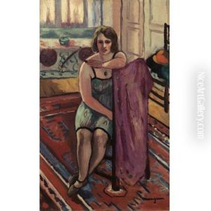 Modele Assis (interieur, Chemise Vert) by Henri Charles Manguin