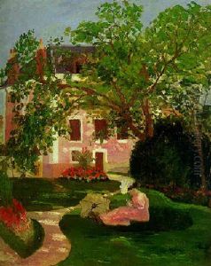 Jeanne A L'ombrelle Assise Dans Le Jardin De Coulombs Jeanne A L'ombrelle Assise Dans Le Jardin De Coulombs