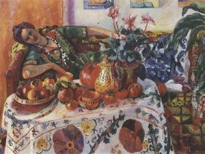 Jeanne Allongee Sur Un Canape (petite Odalisque)