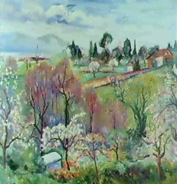 La Verger En Fleurs, Paysage Suisse Au Printemps 1916 - view 1