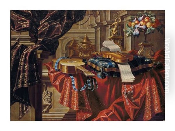 Nature Morte A La Draperie Rouge Et A La Guitare - view 1