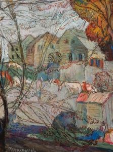 Houses In Autumn by Abraham Manievich