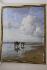 Schelpenvissers Op Het Strand by Ludolph Berkemeier