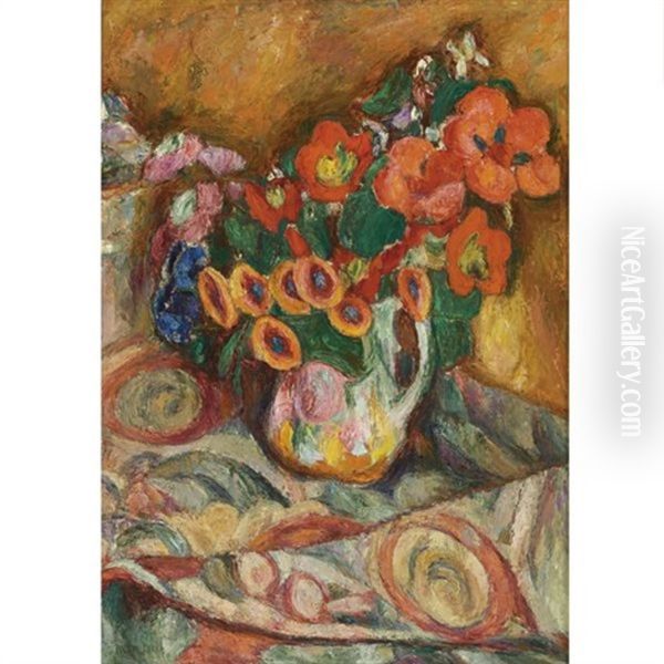 Flowers On A Floral Tablecloth - view 1
