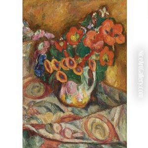 Flowers On A Floral Tablecloth Flowers On A Floral Tablecloth