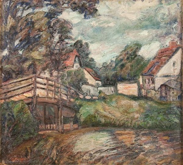 Landscape With Bridge Over Stream And Village - view 1