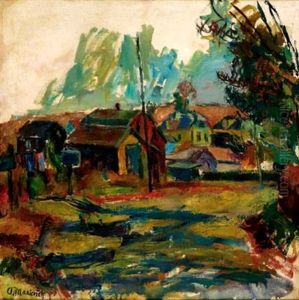 Pastoral Village Landscape (+ Houses And Trees In Landscape, Verso) by Abraham Manievich