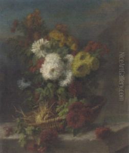 Still Life With Chrysanthemum In A Basket