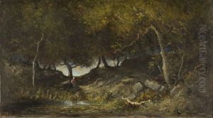 Sous-bois Anime Pres De La Mare by Marius Maniquet