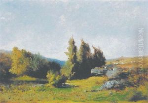 Weiherlandschaft Mit Ziegenhirte by Marius Maniquet
