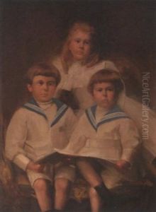 Portrait Of A Girl And Two Boys by Harrington Mann